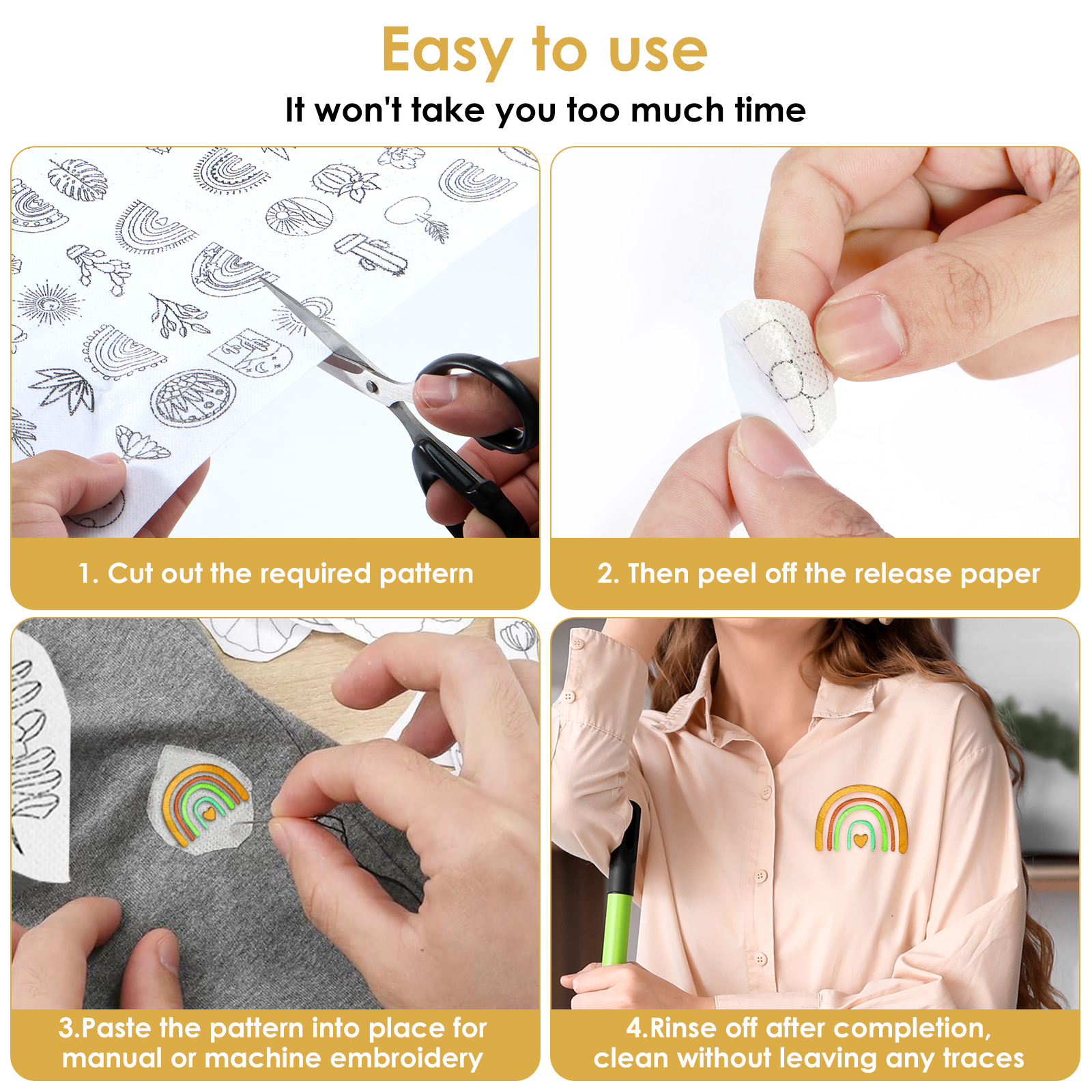 12/24PCS Sticky Water Soluble  - огляд і ціна Embroidery Stabilizer Backing