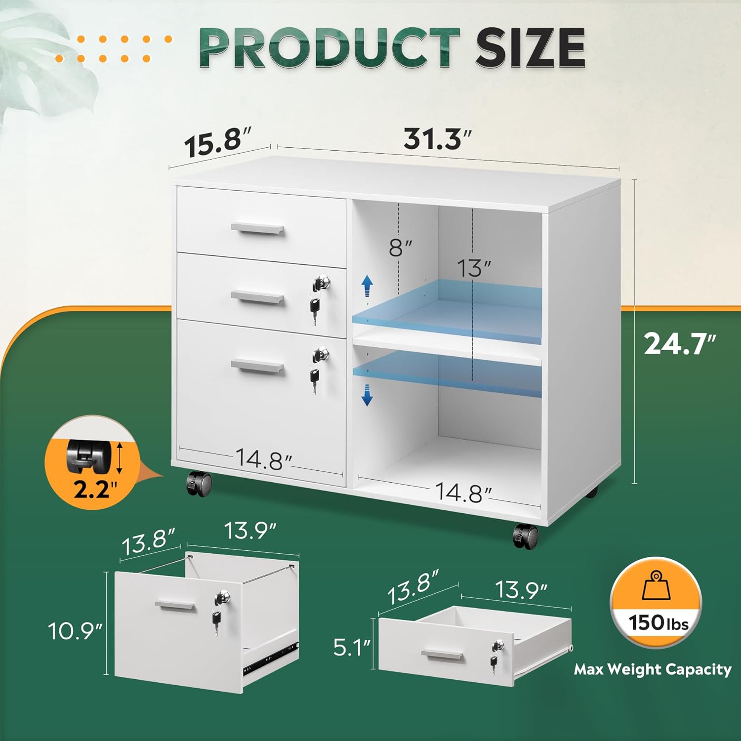 3-Drawer Wood File Cabinet wit - огляд і ціна Commercial Printer