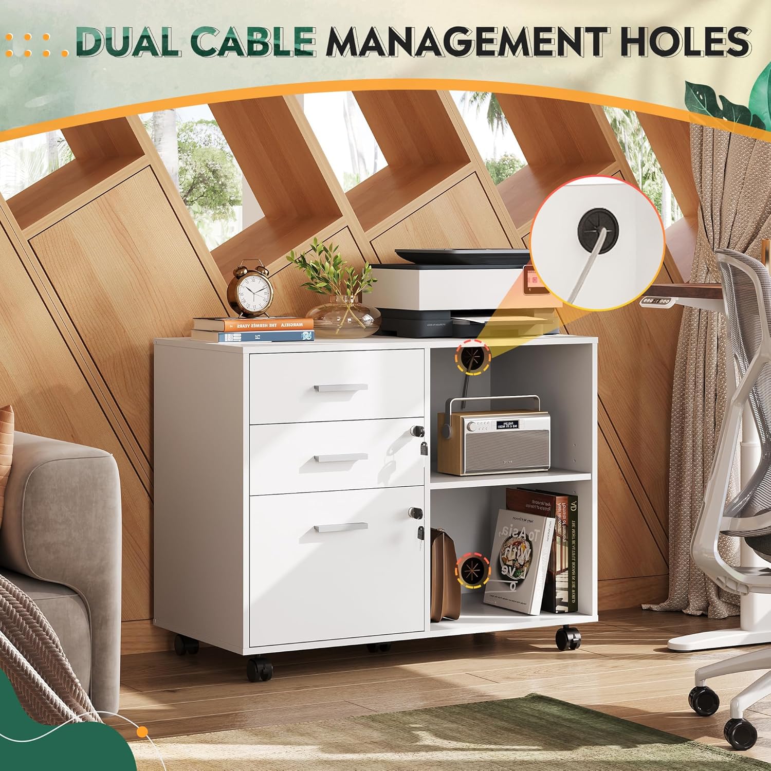 3-Drawer Wood File Cabinet wit - огляд і ціна Commercial Printer
