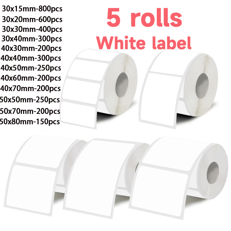 5 Rolls of White Label Sticker - огляд і ціна Commercial Printer